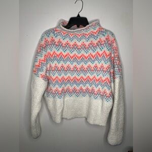 Anthropologie Pilcro White and Multicolor Chevron Sweater Sz M